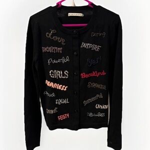 Alice & Olivia Black Wool Beaded Cardigan Size 2